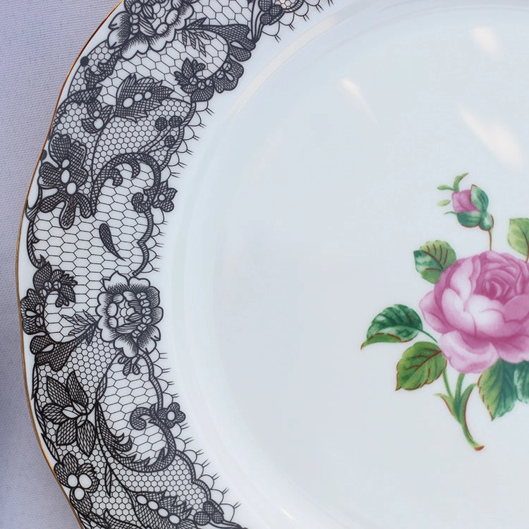 Black Lace Porcelain Tea Cup and Saucer