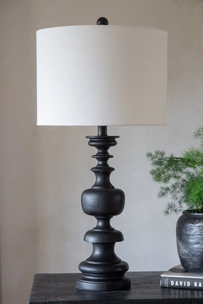Black Wood Turned-Style Table Lamp With Linen Lamp Shadekids table lamp,modern table lamp