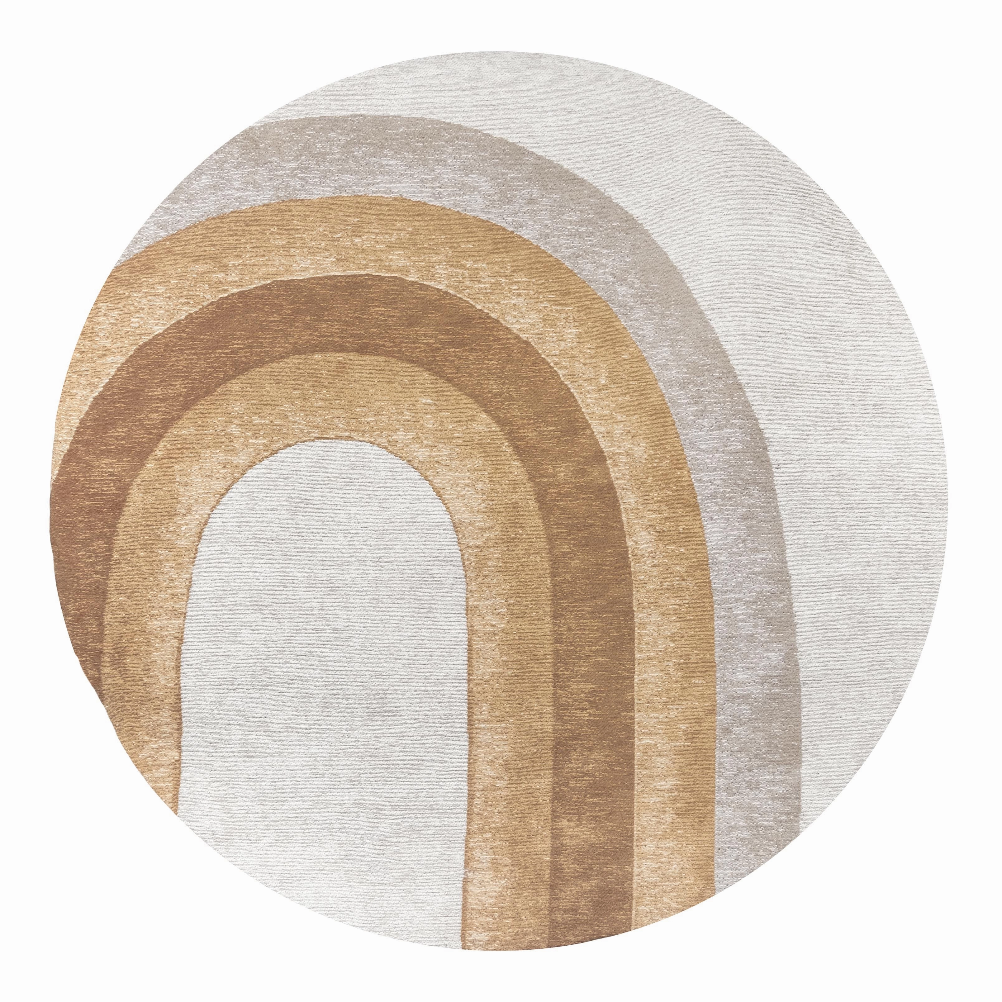 Blake Orange Rainbow Round Rugmodern color block patchwork rug
