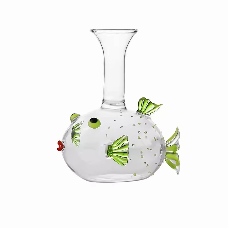 Blowfish glass decanter