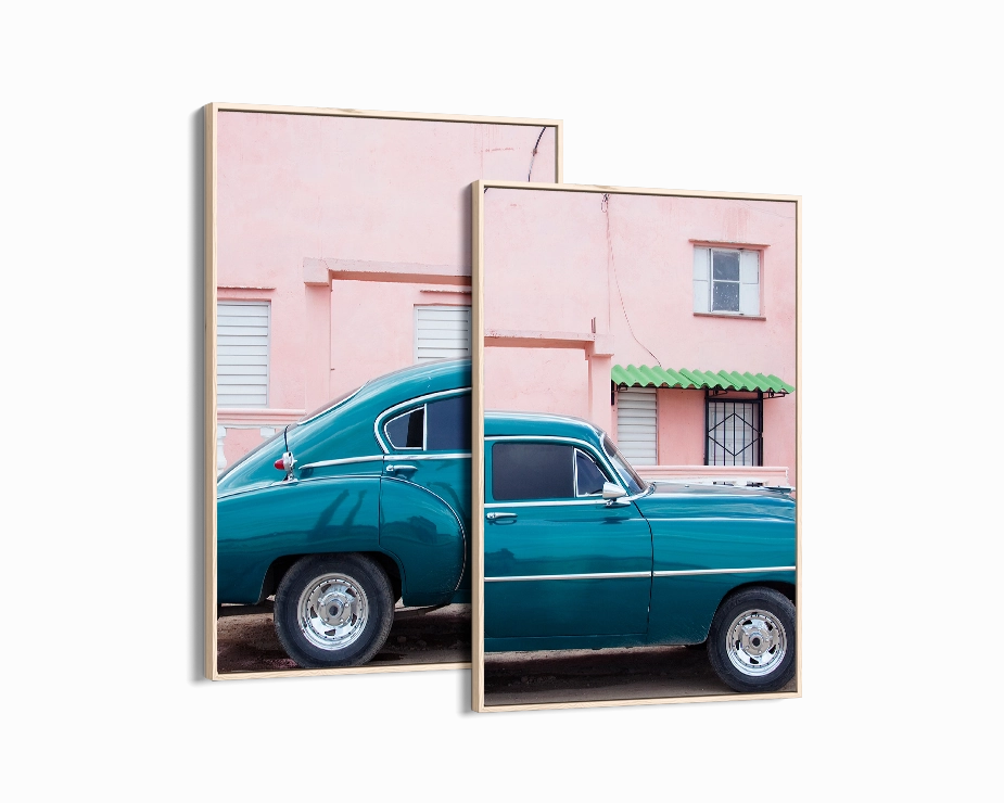 Blue Car Set Includes Two Prints