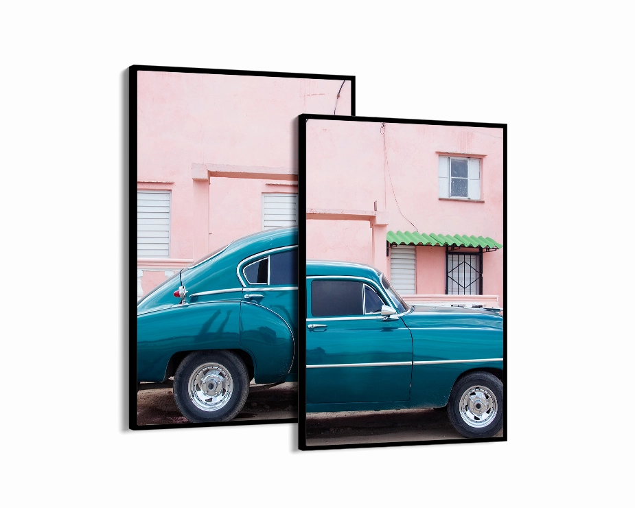 Blue Car Set Includes Two Prints