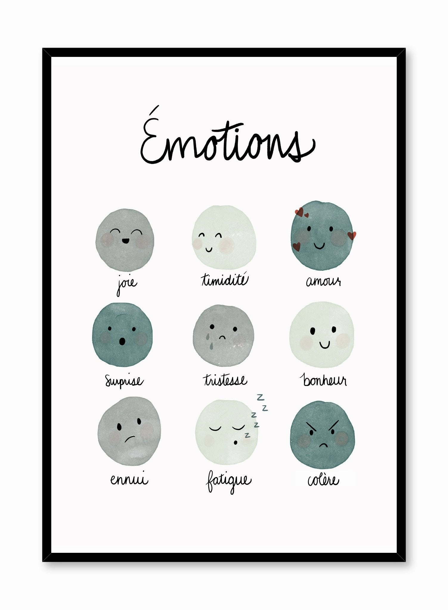 Blue Emotions in French, Posterpop culture themed posters