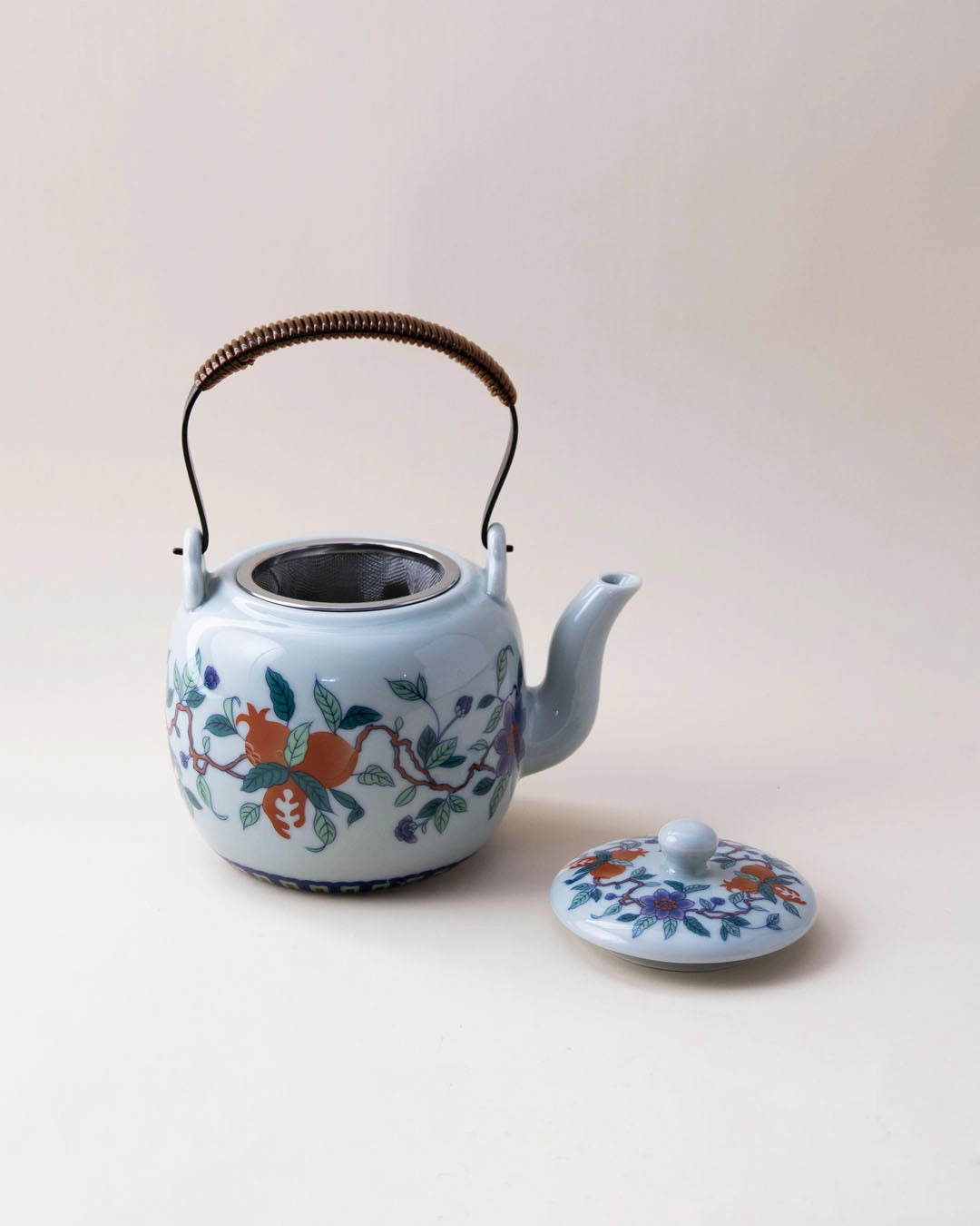 Blue Peony Ceramic Tea Kettle