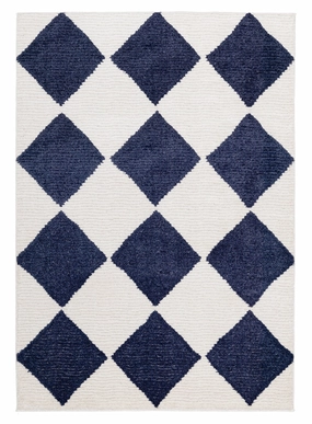 Blythe Ivory and Blue Checkered Rug *NO RETURNS UNLESS FAULTYmodern color block patchwork rug