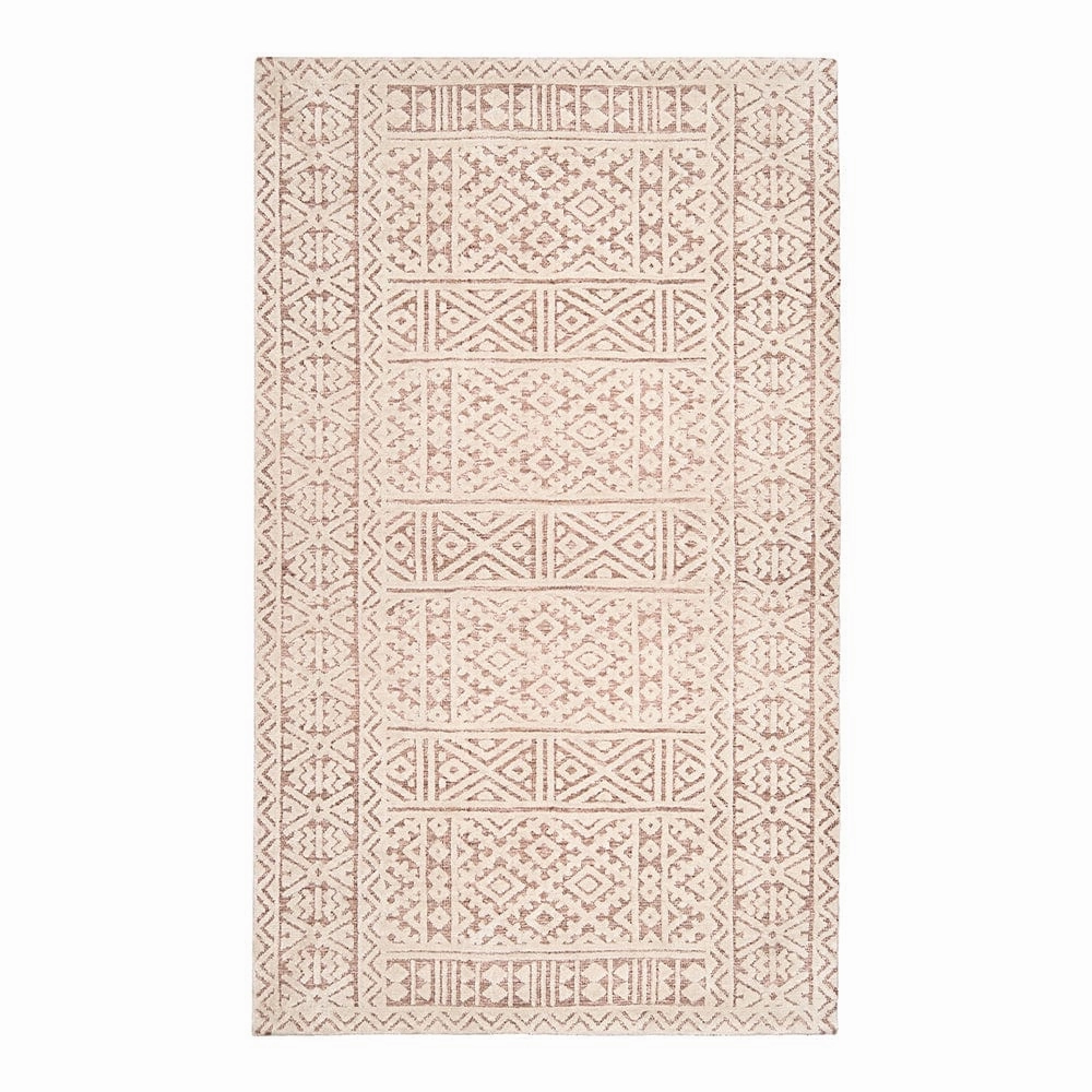 Bobbie Peach and Ivory Textured Tribal Rugmodern color block patchwork rug