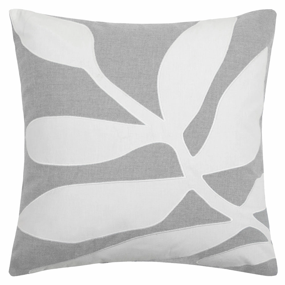 Bodhi Embroidered Feather Cushion Steel