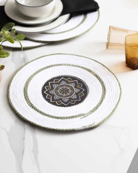 Bohemian Mandala Placemat - White Greenmodern kitchen decor ,kitchen dinner set ,dinnerware 
