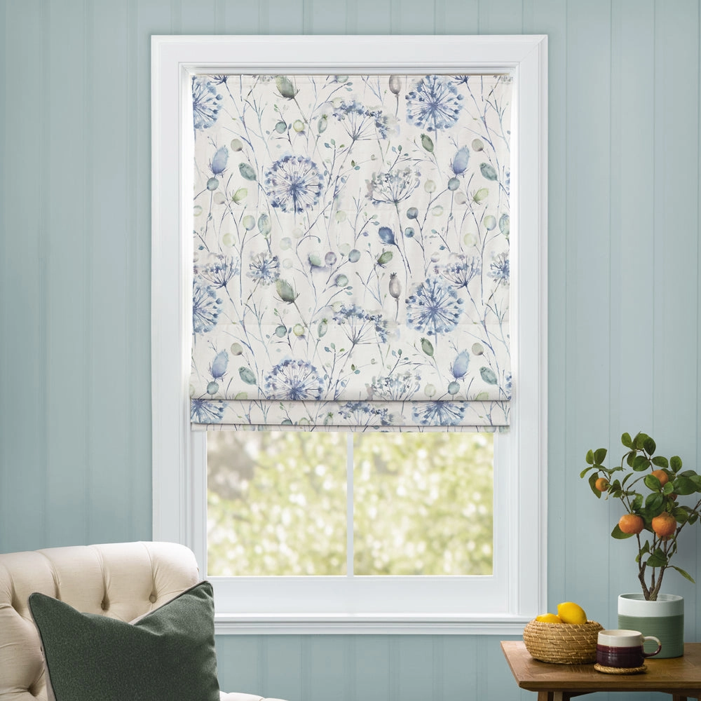 Boronia Printed Cotton Made to Measure Roman Blinds Crocus/Cream