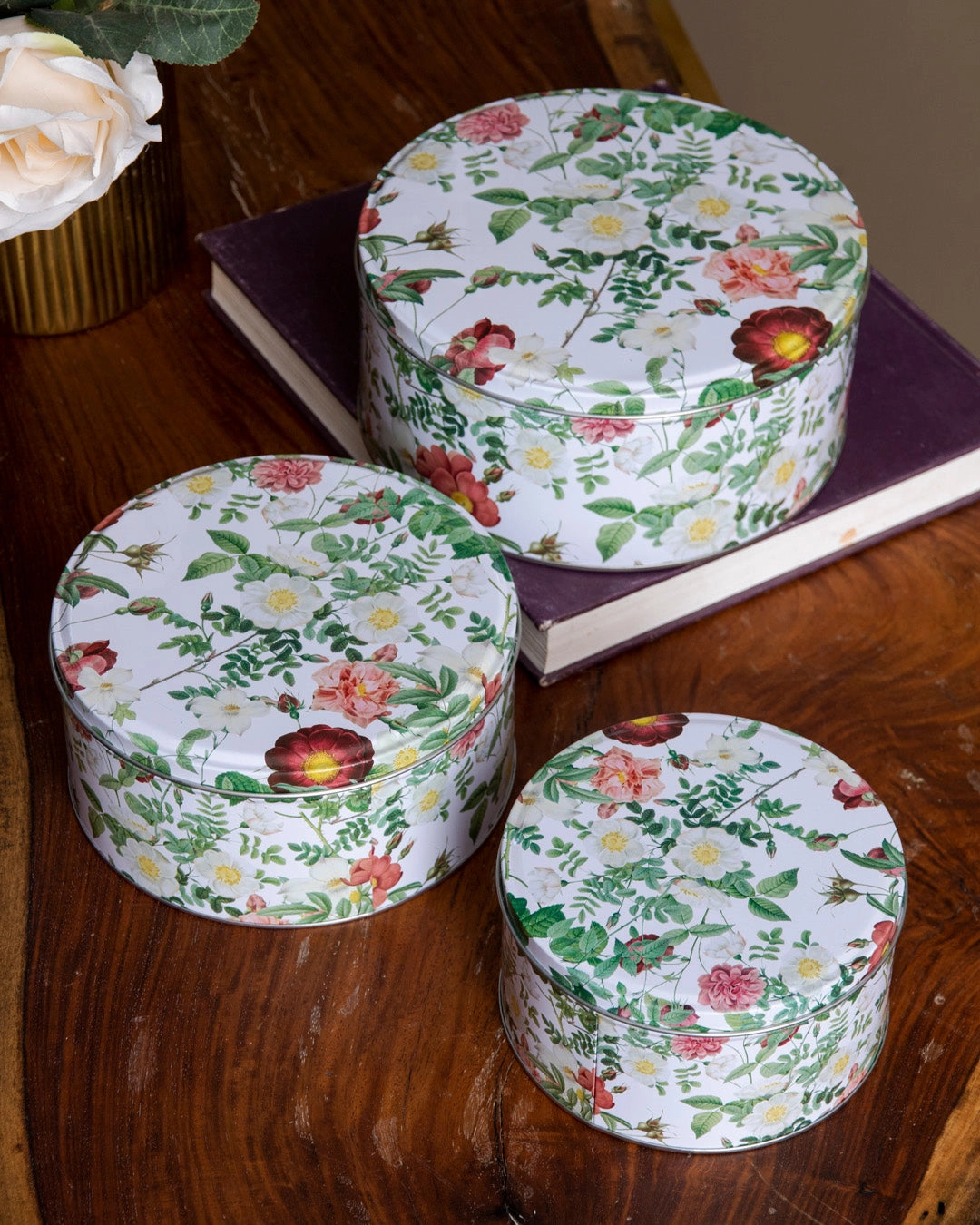 Botanical Bloom Round Storage Canister - Set Of 3