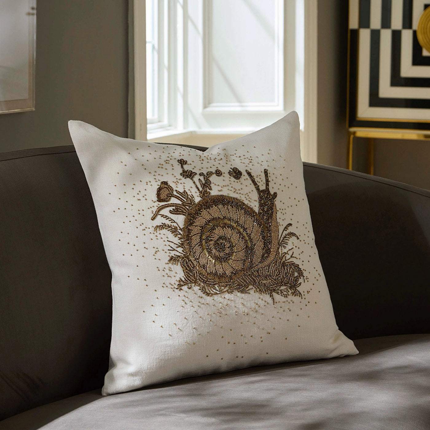 Botanist Snail Beaded Pillow