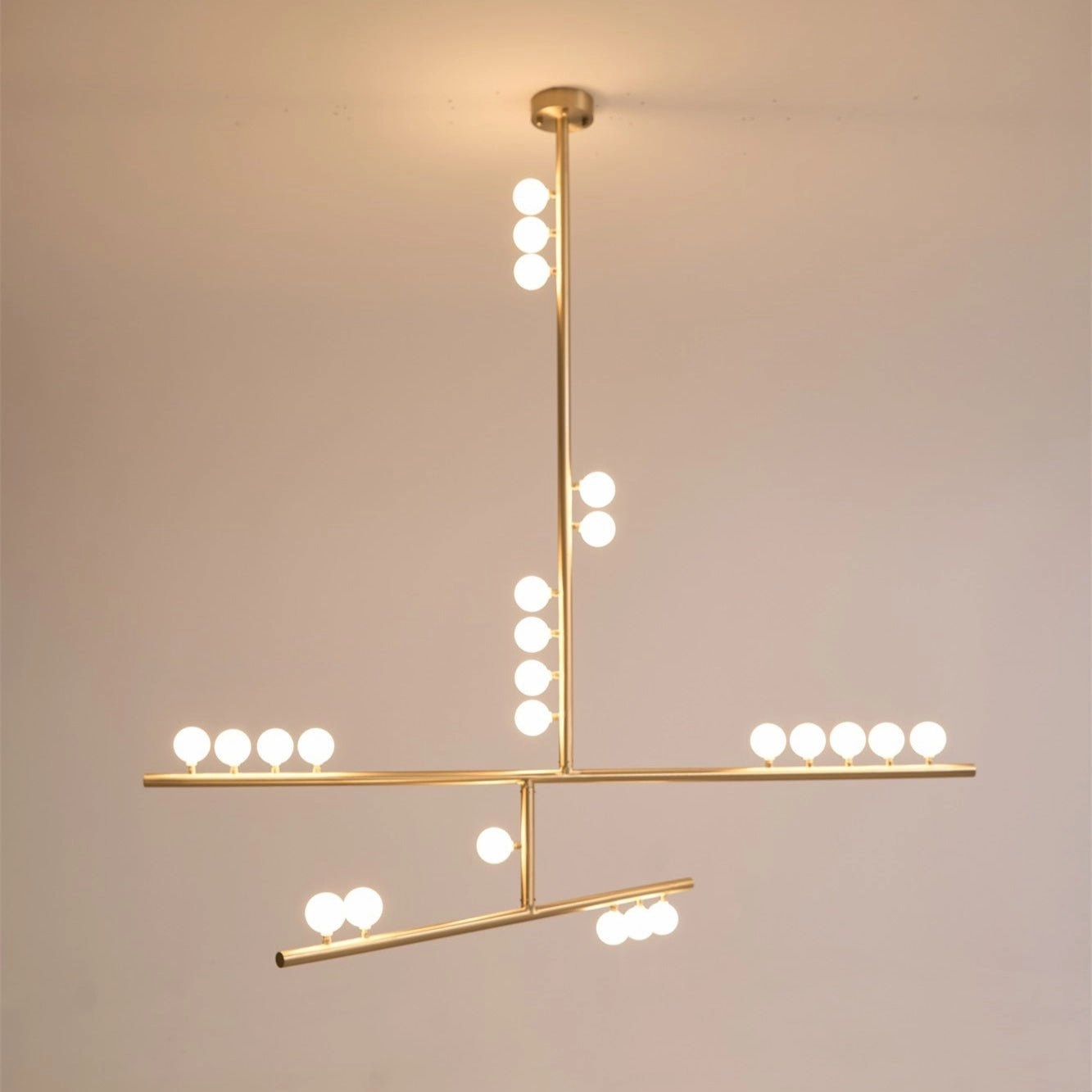 Brass Glass Drop Chandelier