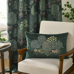 Brook Embroidered Velvet Cushion Forest Greenbedding sets ,throw blankets 