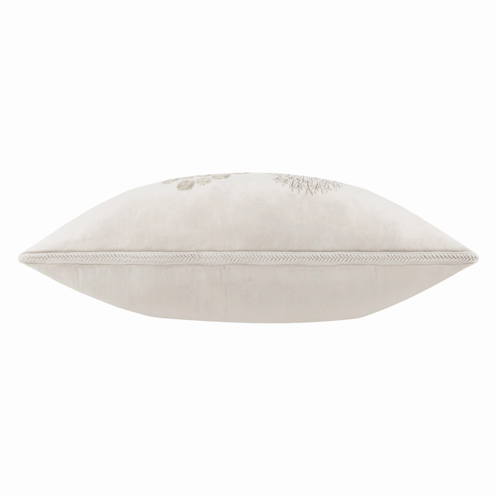 Brook Embroidered Velvet Cushion Linen