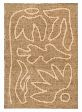 Bruna Brown Hand Drawn Washable Rugmodern color block patchwork rug