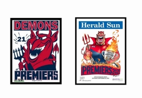 BUNDLE OFFICIAL WEG & OFFICIAL WEG ART MELBOURNE DEMONS 2021 FRAMED POSTERShandmade souvenirs