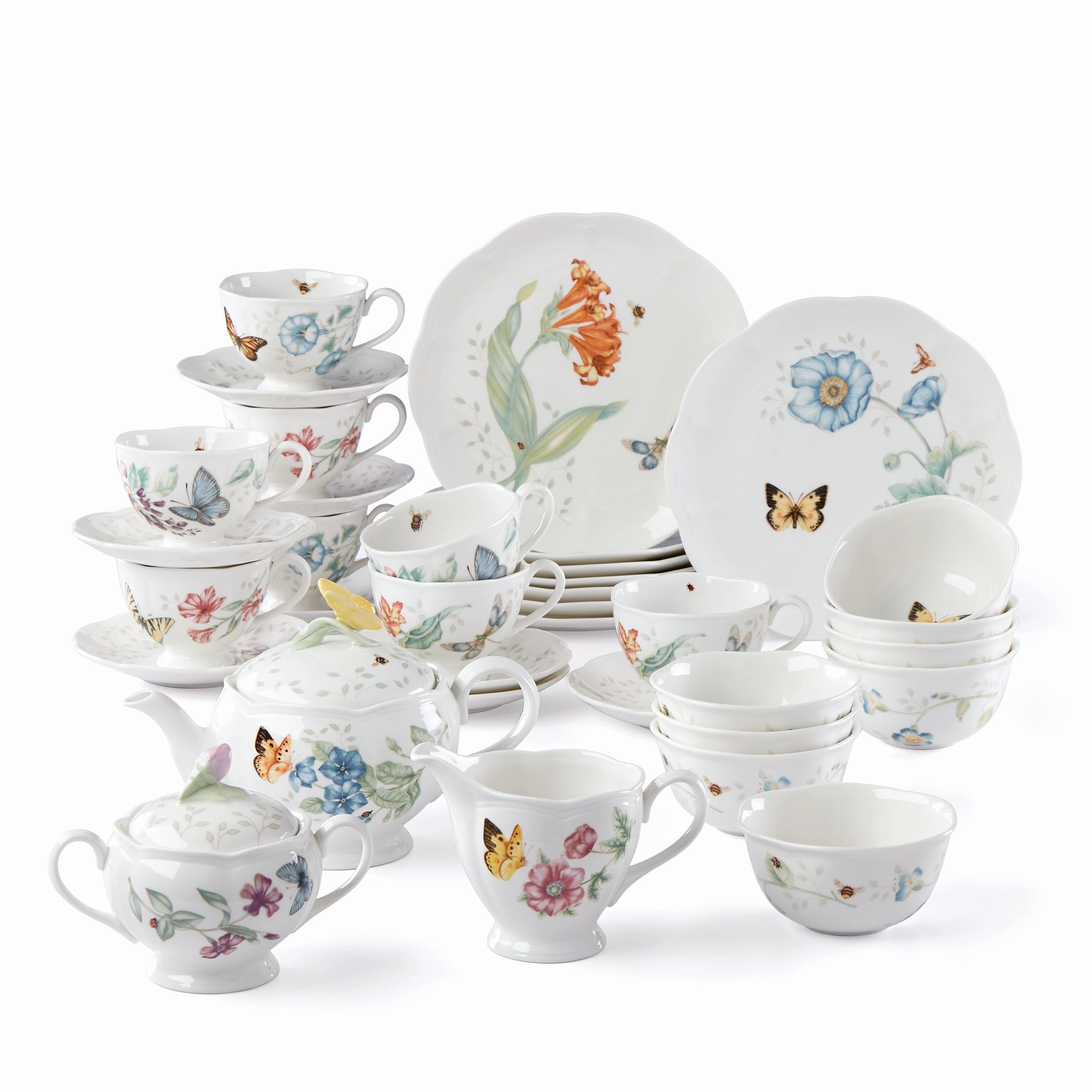 Butterfly Meadow 37-Piece Dessert & Tea Setmodern kitchen decor ,kitchen dinner set ,dinnerware 