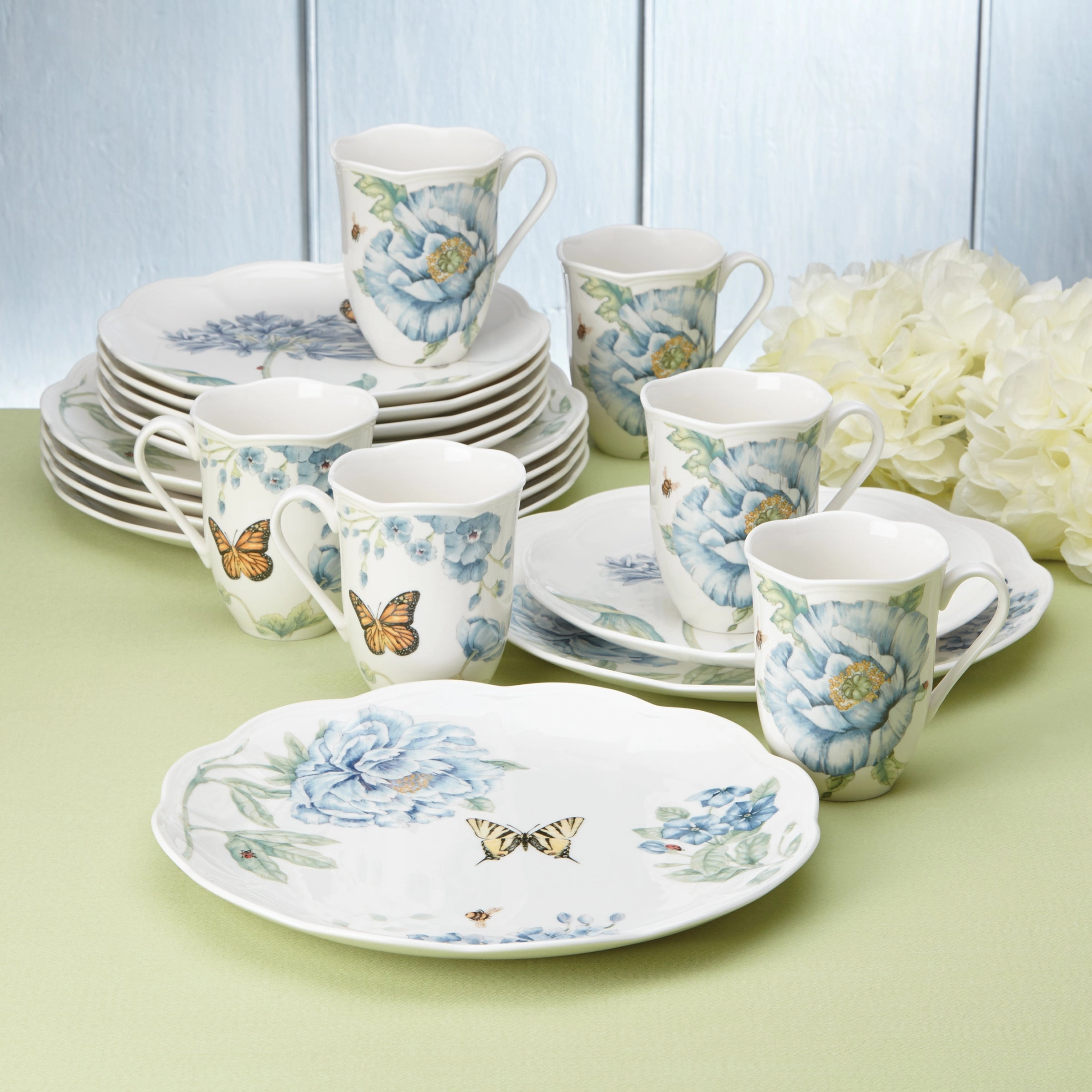 Butterfly Meadow Blue 18-Piece Dinnerware Setmodern kitchen decor ,kitchen dinner set ,dinnerware 