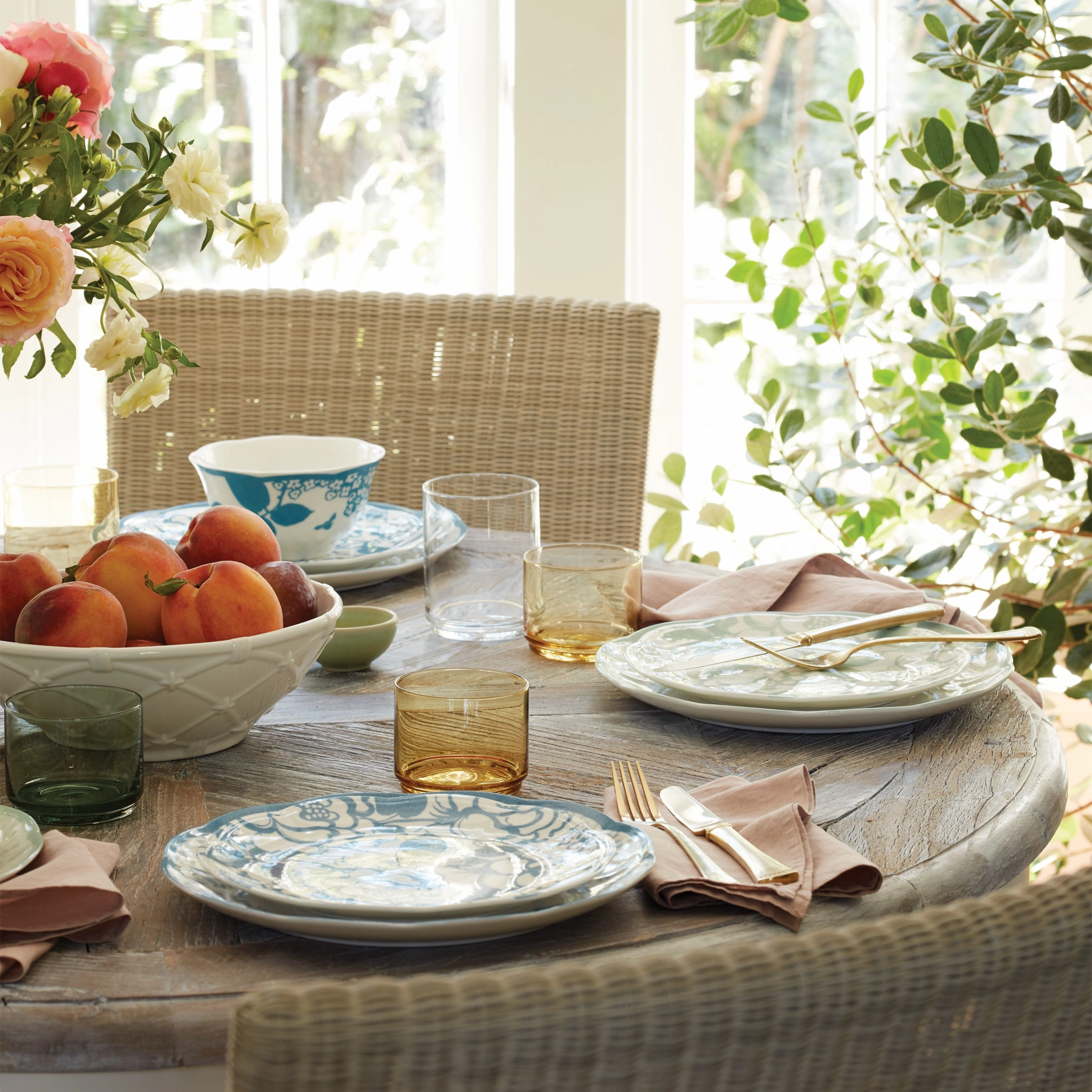 Butterfly Meadow Cottage Sage 12-Piece Dinnerware Set