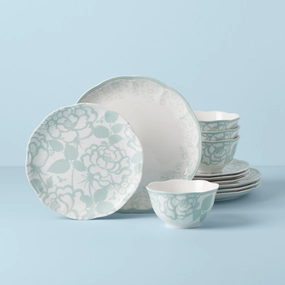 Butterfly Meadow Cottage Sage 12-Piece Dinnerware Setmodern kitchen decor ,kitchen dinner set ,dinnerware 
