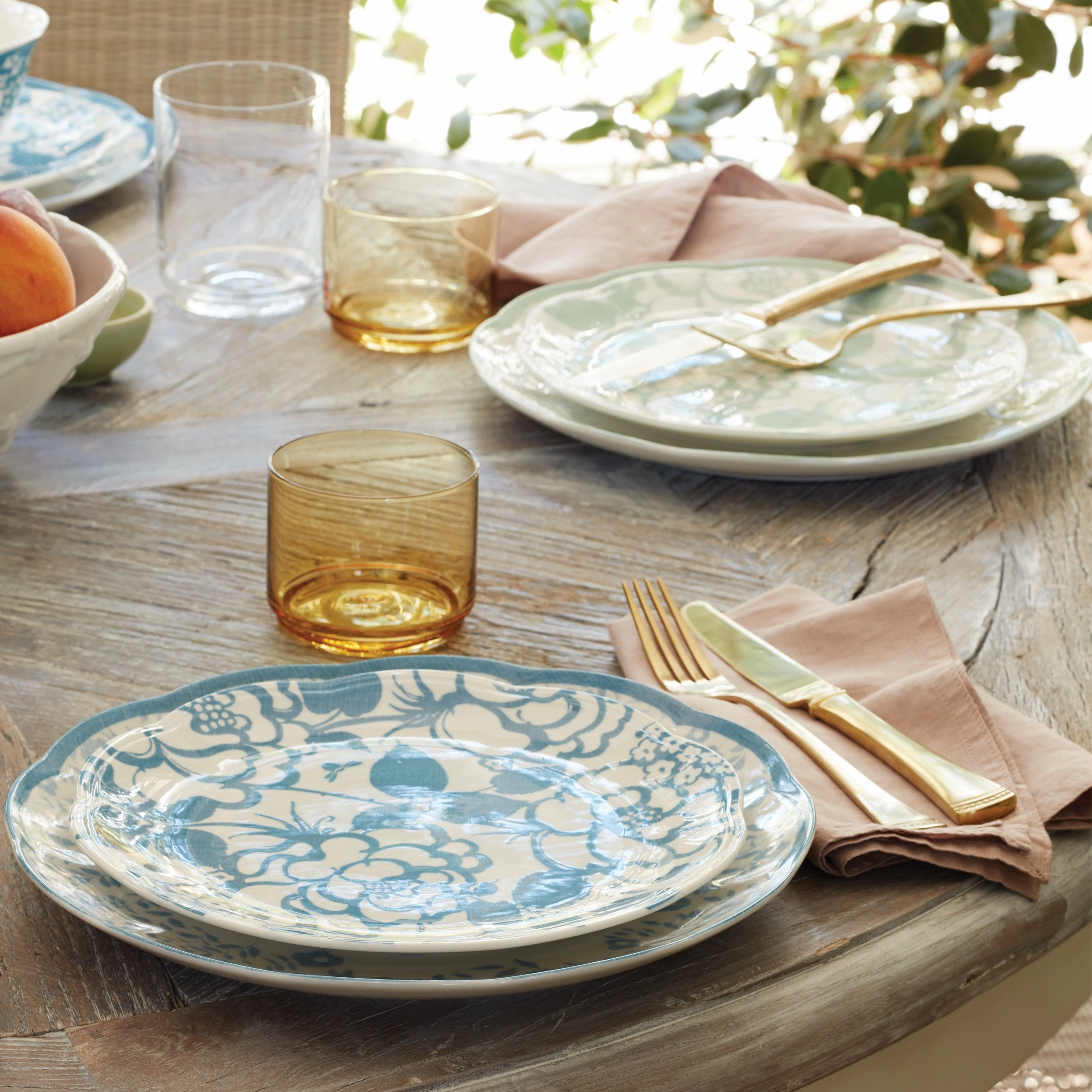Butterfly Meadow Cottage Sage 12-Piece Dinnerware Set