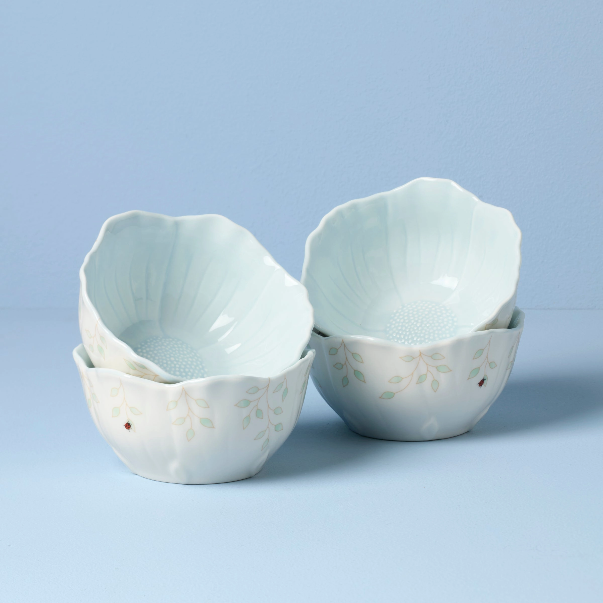 Butterfly Meadow Floral Blue Dessert Bowls - Set of 4modern kitchen decor ,kitchen dinner set ,dinnerware 