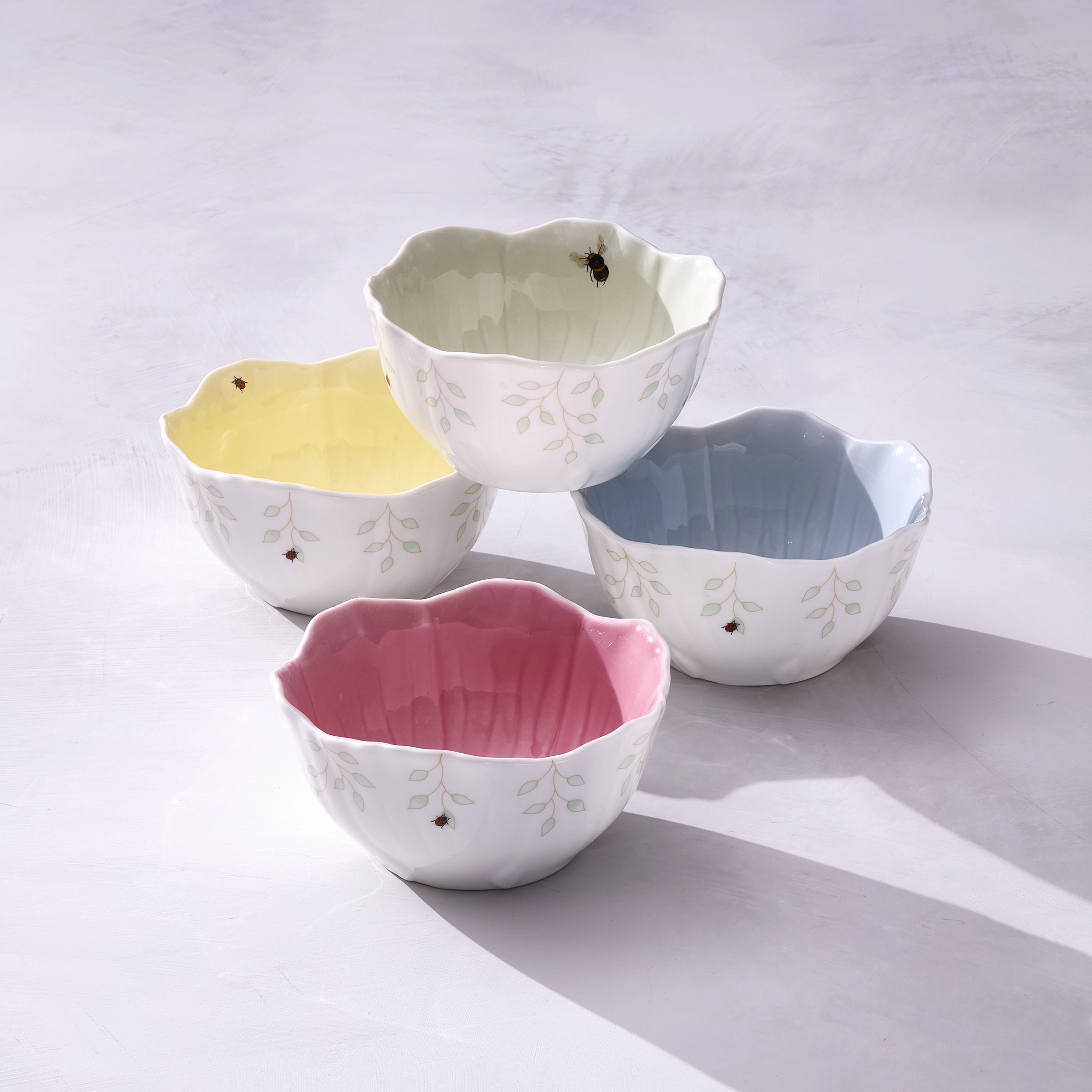Butterfly Meadow Floral Blue Dessert Bowls - Set of 4