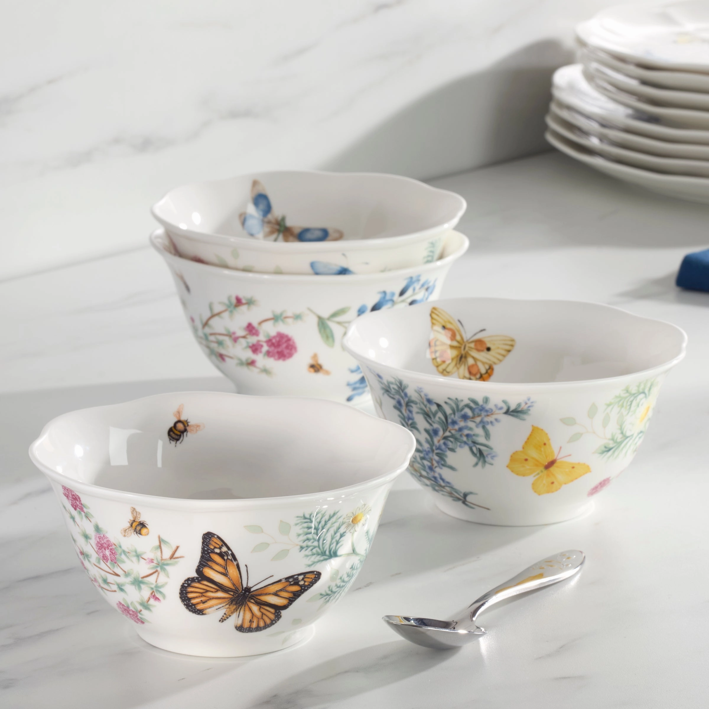 Butterfly Meadow Herbs Rice Bowls - Set of 4