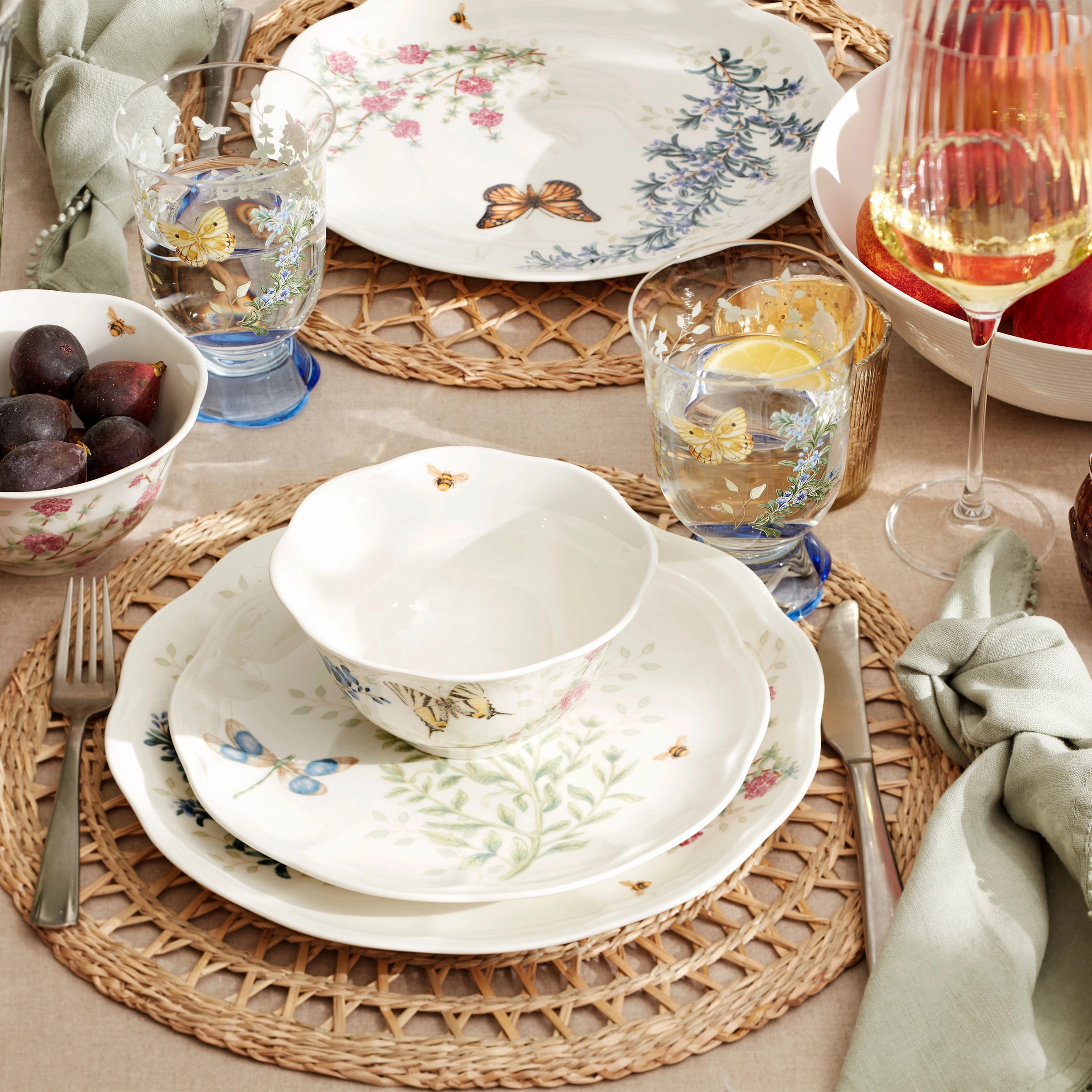 Butterfly Meadow Herbs Rice Bowls - Set of 4