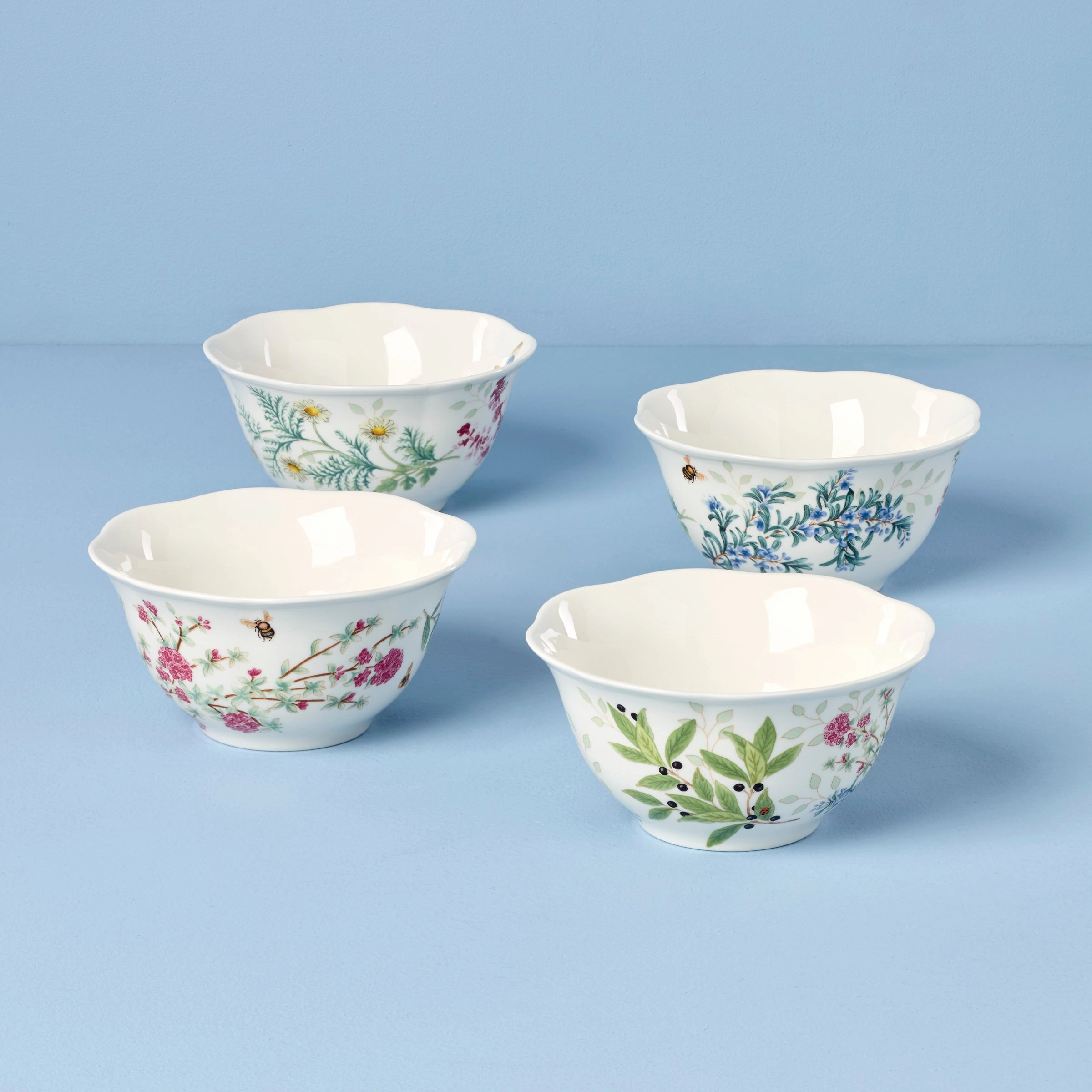 Butterfly Meadow Herbs Rice Bowls - Set of 4