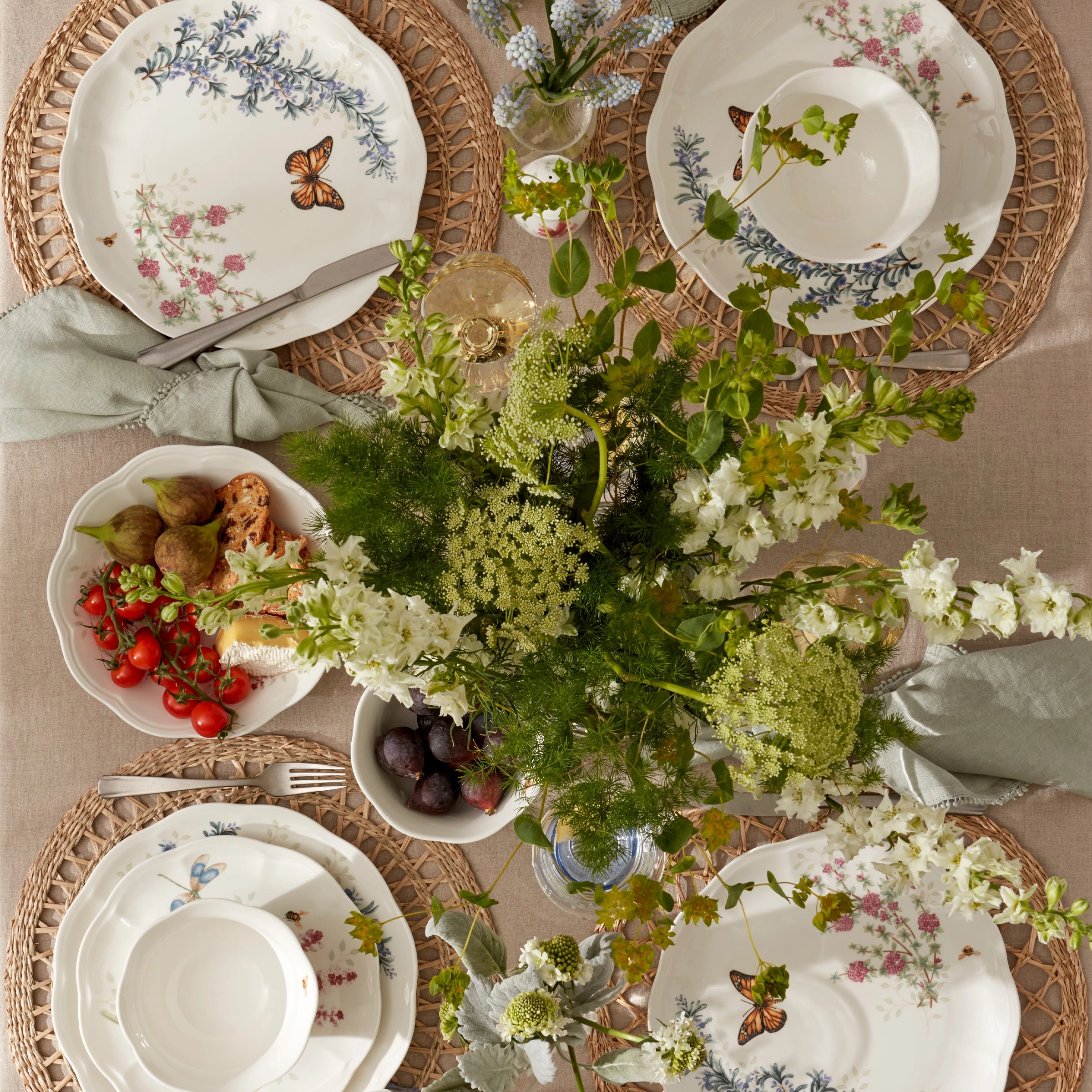 Butterfly Meadow Herbs Rice Bowls - Set of 4