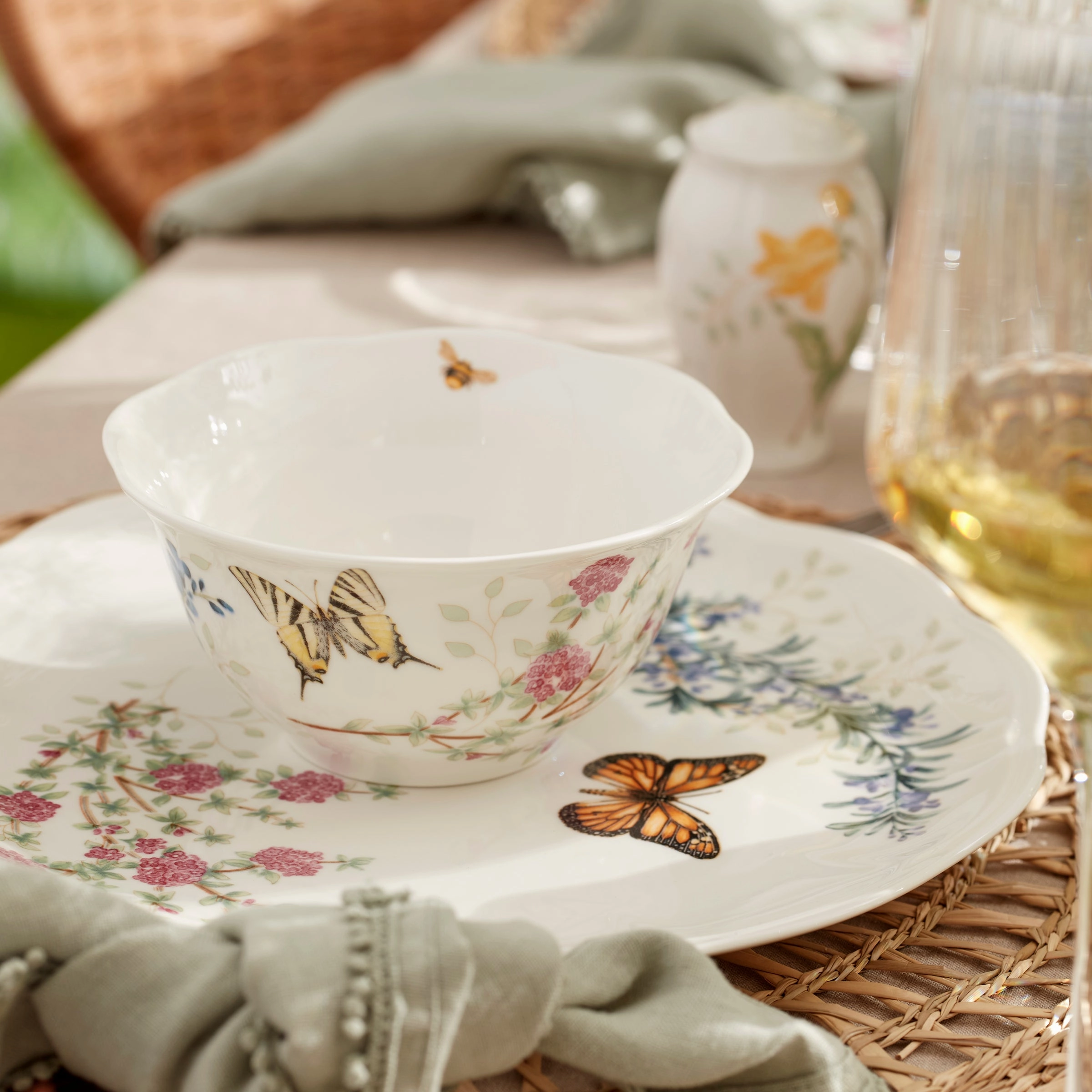 Butterfly Meadow Herbs Rice Bowls - Set of 4