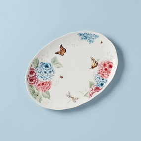Butterfly Meadow Hydrangea Oval Plattermodern kitchen decor ,kitchen dinner set ,dinnerware 