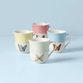 Butterfly Meadow Mugs - Set of 4modern kitchen decor ,kitchen dinner set ,dinnerware 