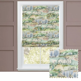 Buttermere Printed Cotton Made to Measure Roman Blinds Sagebedding sets ,throw blankets 