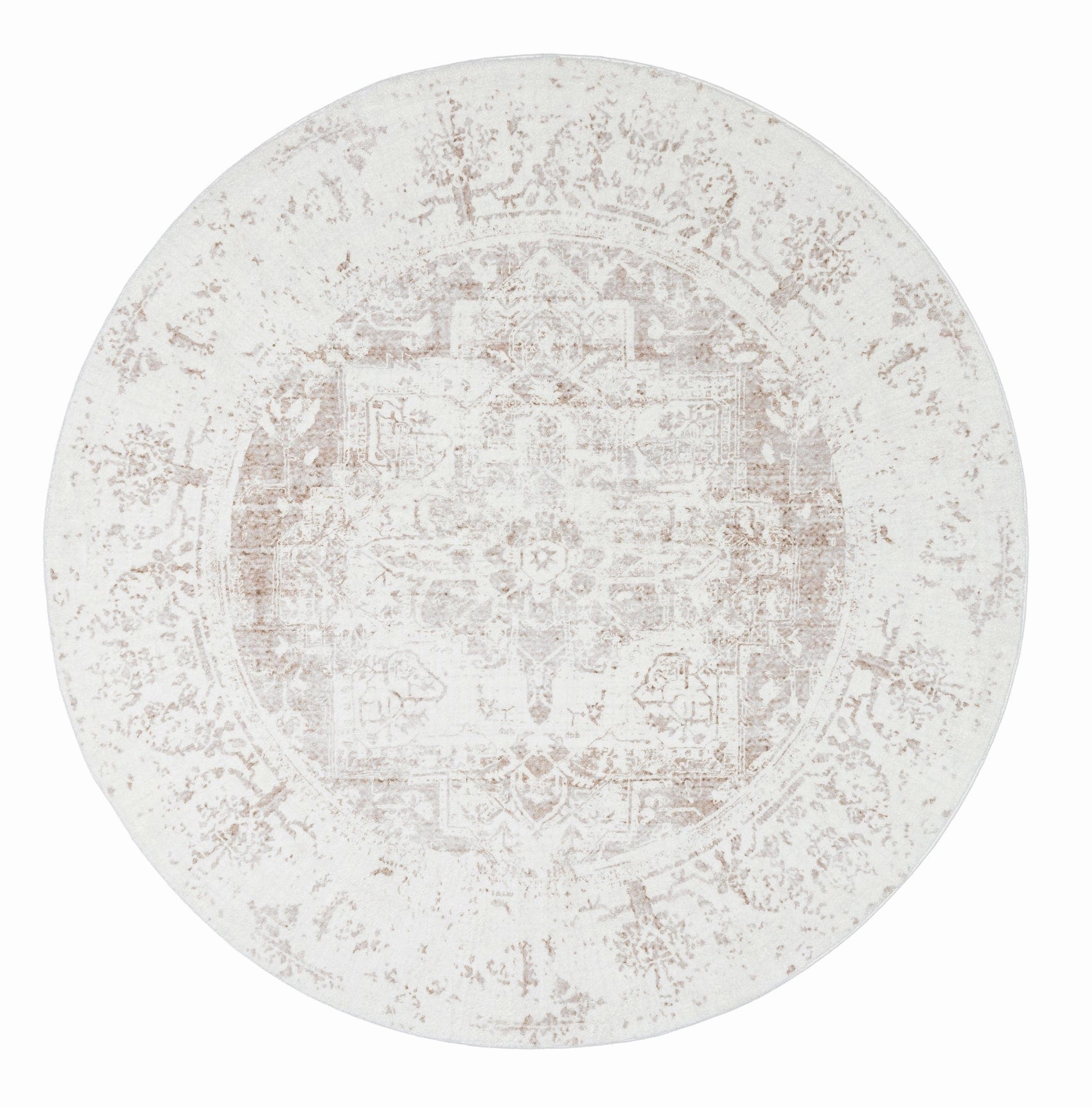 Cabanela Cream and Beige Washable Round Rugmodern color block patchwork rug