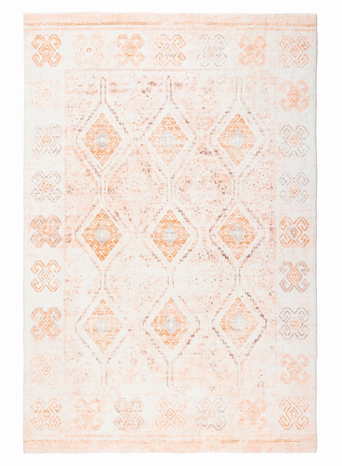 Caitlin Orange and Peach Tribal Pattern Washable Rug *NO RETURNS UNLESS FAULTYmodern color block patchwork rug