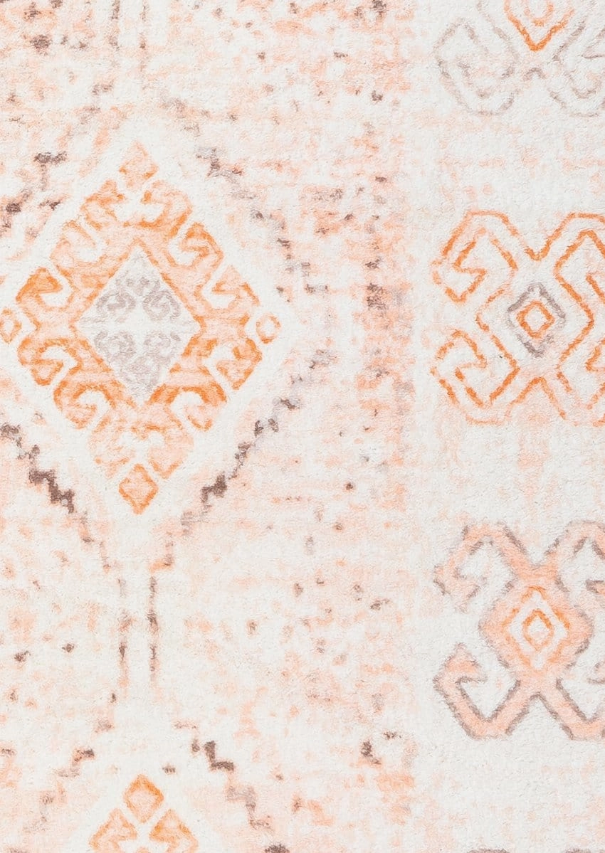 Caitlin Orange and Peach Tribal Pattern Washable Rug *NO RETURNS UNLESS FAULTY