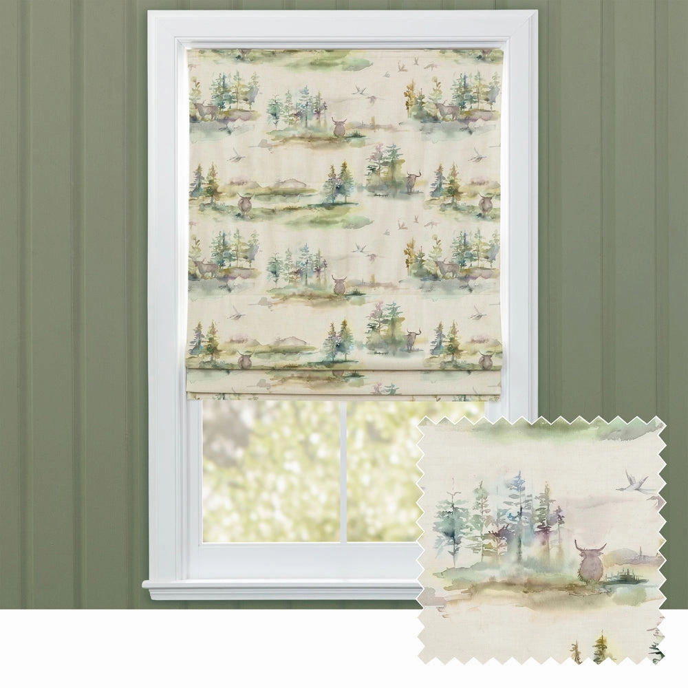 Caledonian Forest Printed Cotton Made to Measure Roman Blinds Topazbedding sets ,throw blankets 