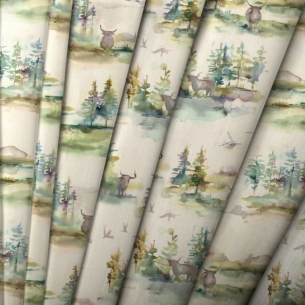 Caledonian Forest Printed Cotton Made to Measure Roman Blinds Topaz
