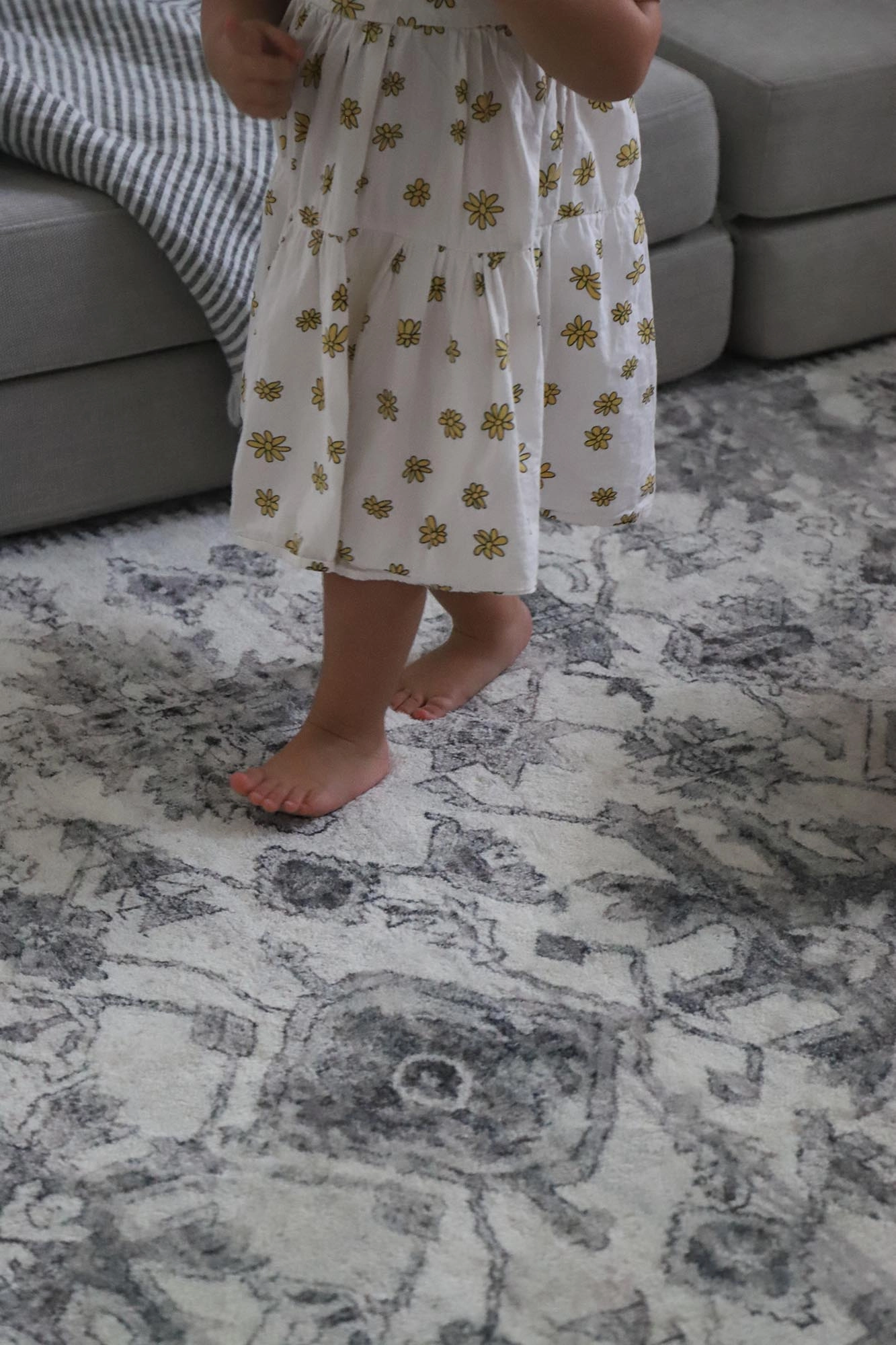 Calliope Grey and Ivory Distressed Washable Rug *NO RETURNS UNLESS FAULTY