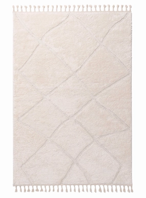 Calypso Ivory Cream Textured Tribal Tassel Rugmodern color block patchwork rug