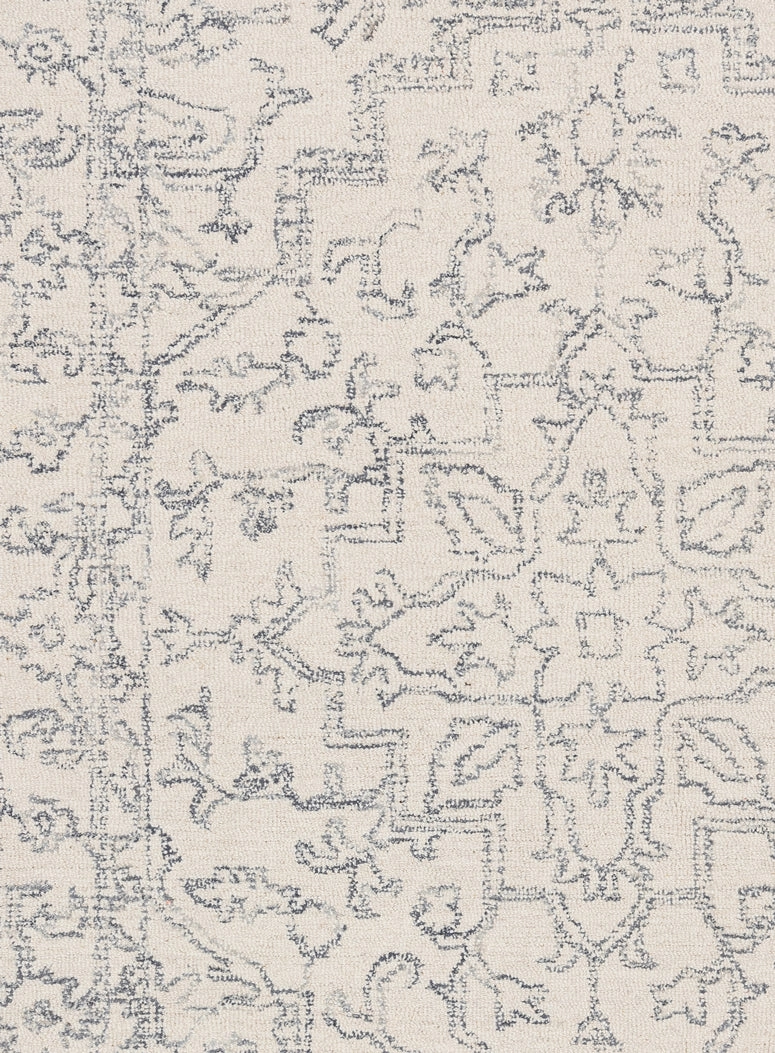 Capella Ivory Grey Medallion Tufted Wool Rug