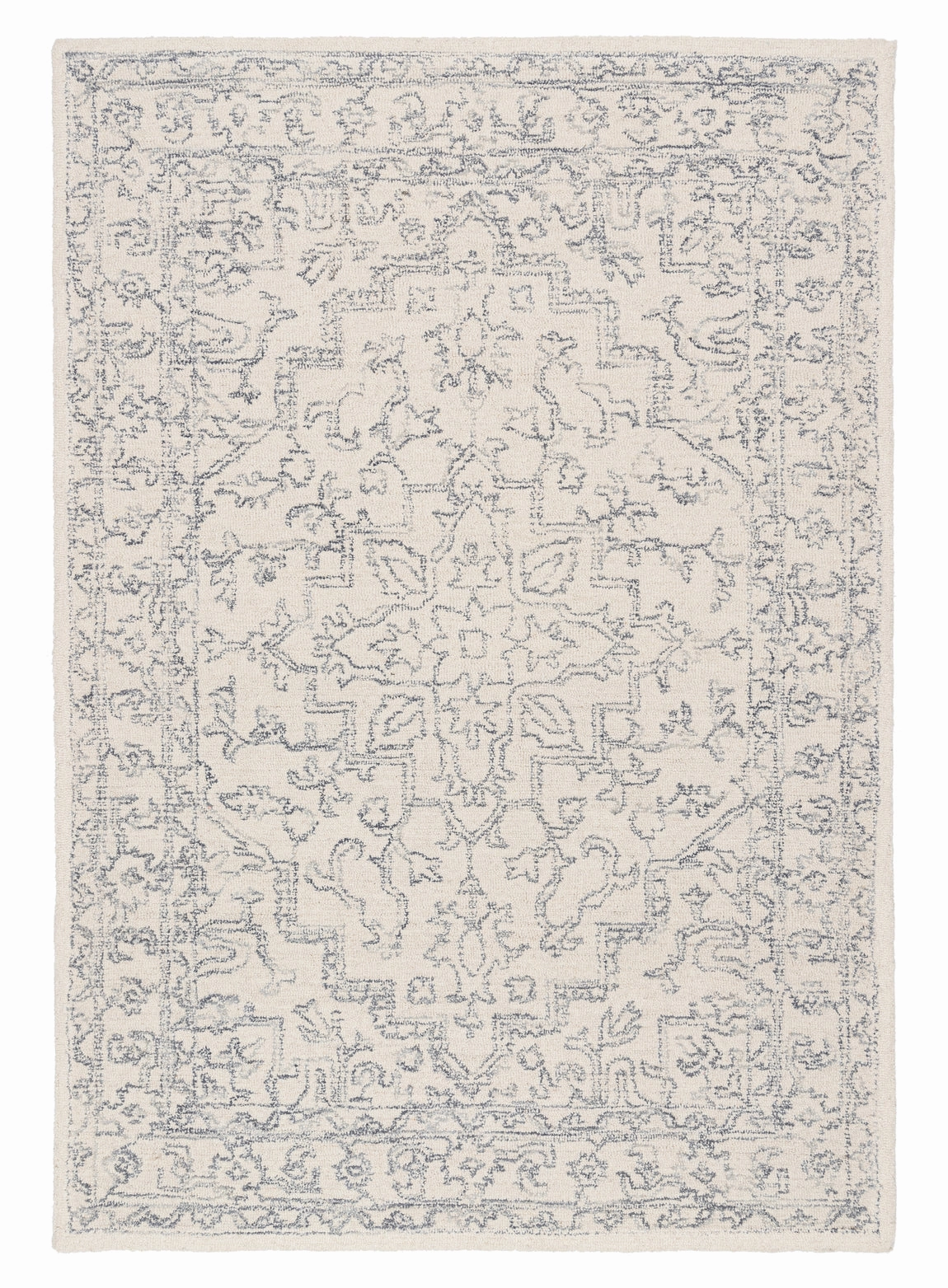 Capella Ivory Grey Medallion Tufted Wool Rugmodern color block patchwork rug