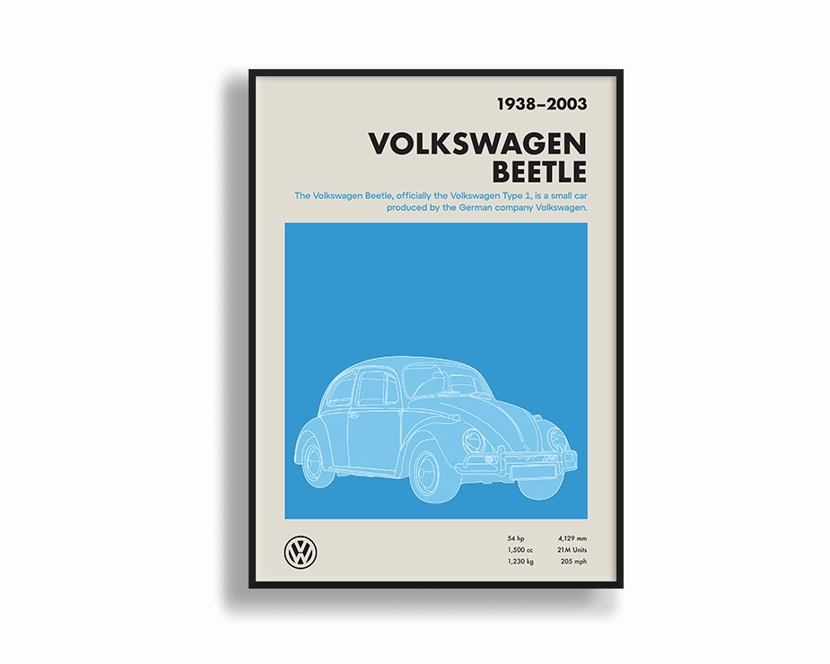 Car Print Volkswagen Beetle 01nordic style wall decor