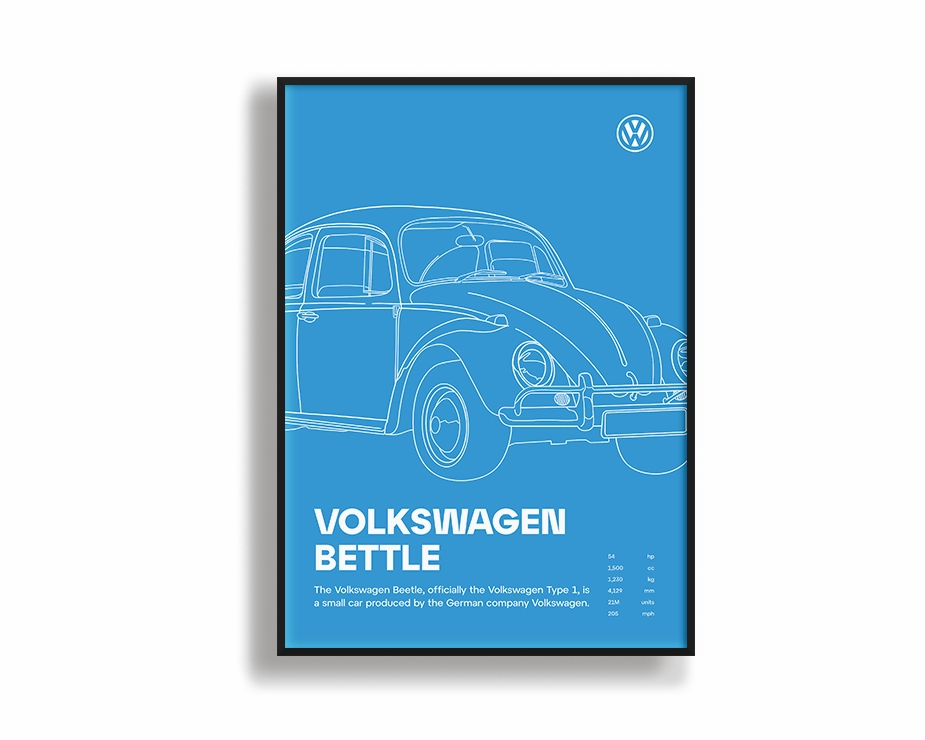 Car Print Volkswagen Beetle 02nordic style wall decor
