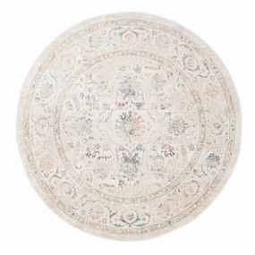Caribou Cream and Pink Traditional Round Rugmodern color block patchwork rug