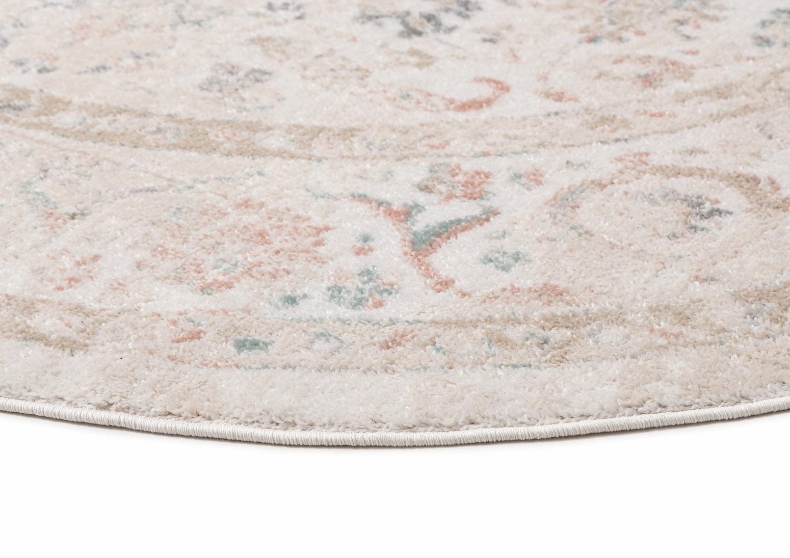 Caribou Cream and Pink Traditional Round Rug