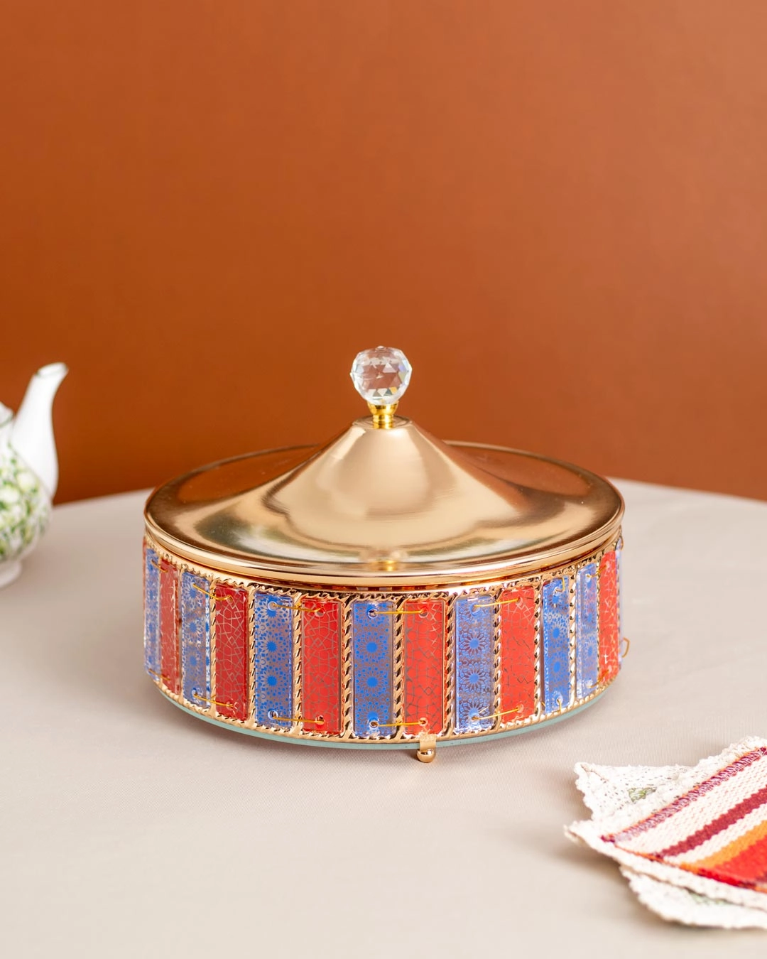 Carnival Glass Storage Jar With Lid - Largemodern kitchen decor ,kitchen dinner set ,dinnerware 