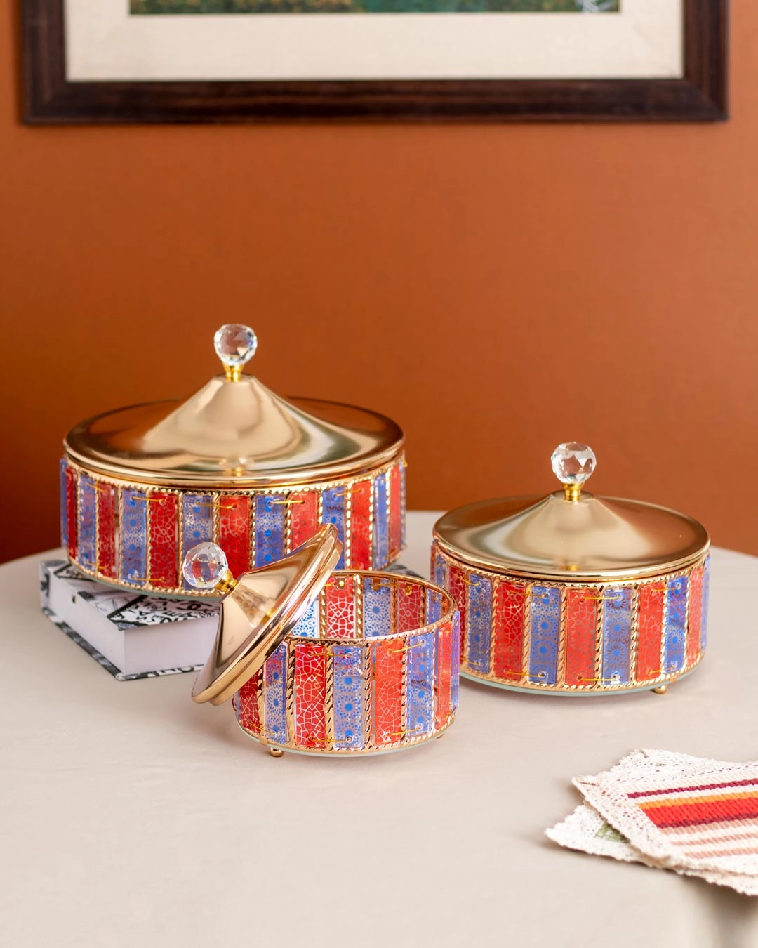 Carnival Glass Storage Jar With Lid - Large